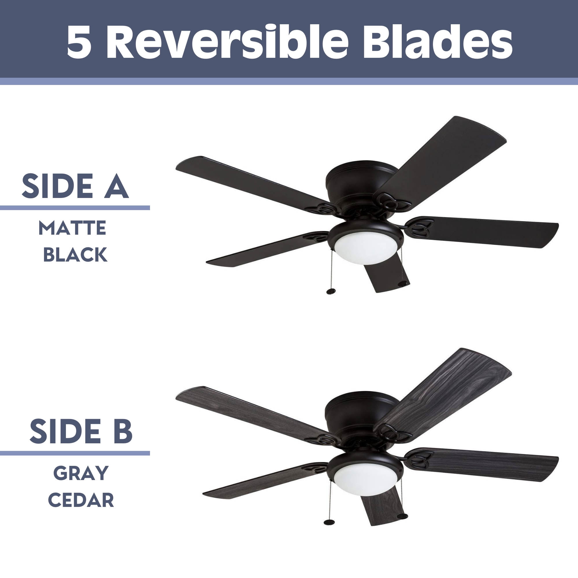 Prominence Home Benton 52\" Indoor LED Ceiling Fan with Light and Pull Chain, Matte Black