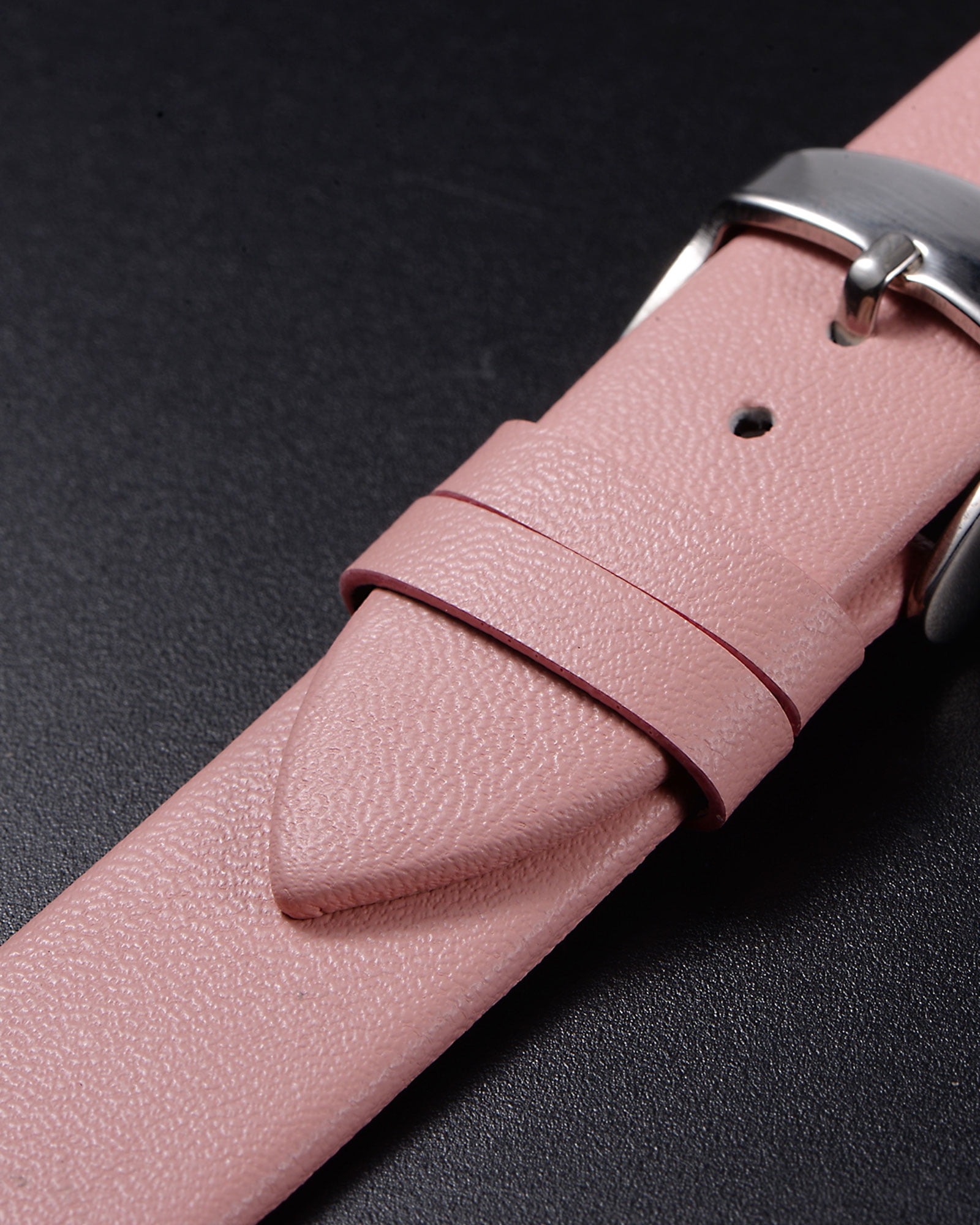 Unique Bargains Multi-sizes Genuine Leather Band Flat Thin Elegant Leather Watch Strap  14mm Pink Band with Silver Buckle