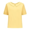 thumbnail image 4 of Ruyang Teen Girls Cotton Linen Short Sleeve Lapel Solid Baggy T Shirts Summer Lightweight Breathable Workout Tee Tops, 4 of 9