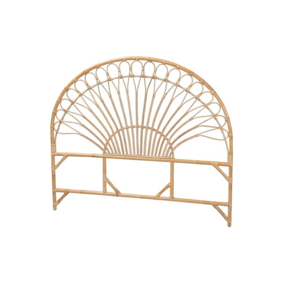 Brown Authentic Rattan King Size Headboard with Bohemian Style and Durable Frame