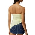 thumbnail image 4 of Women Wrap Chest Tube Tops Solid Color Irregular Hem Boat Neck Strapless Tank Tops Summer Backless Bandeau Tops, 4 of 5