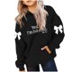 thumbnail image 1 of Camiseta de manga larga con lazo para niños, cuello redondo liso, parte superior lisa, adecuada para niños y niñas, sudadera con capucha para niñas, parte superior de poliéster, 1 of 6