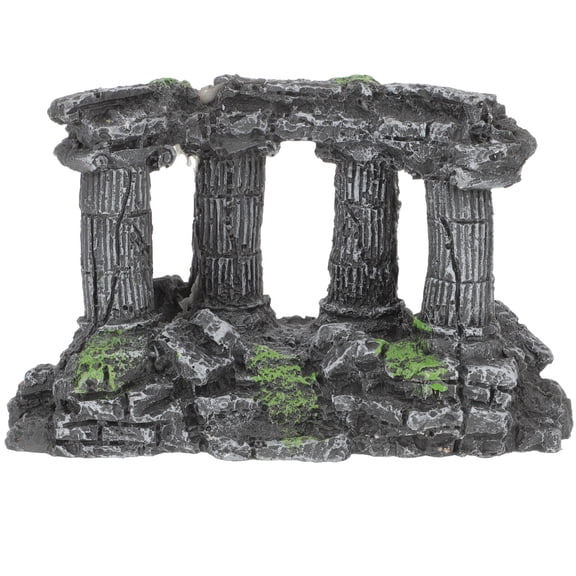 HOOWIFFY Roman Column Fish Tank Decoration Resin Aquarium Ornament Grey Lifelike Craftsmanship 7 Inch Aquarium Decor