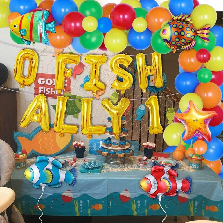 Fishing Birthday Balloons, Ofishally One Party Decorations, the