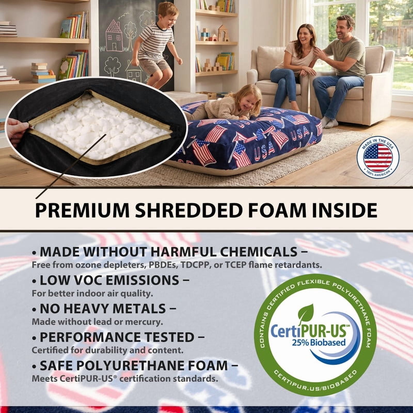 Sensory Crash Pad for Kids & Adults,Soft Landing Crash Mat with Foam Blocks,Removable and Washable Cover,Non-Slip Bottom for Jumping, Relaxing & Play,60" x 60"