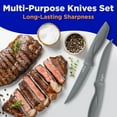 thumbnail image 5 of 8 Piece Kitchen Knife Set - Multi-purpose Unbreakable Ergonomic Non-stick Stainless Steel Kitchen Steak Knives Set with Fully Serrated Blades - Great for BBQ Grill - NutriChef NCSK8GY (Gray), 5 of 7