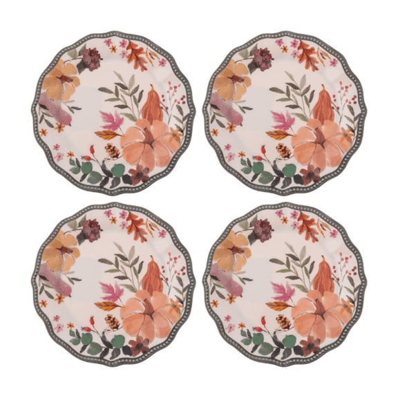 Karma, 8.75 inches Melamine Salad Plates Set of 4, Reusable Dishwasher Safe Plates for Outdoor and Indoor, Autumnal Spice