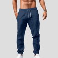 thumbnail image 4 of Men's Solid Color Breathable Linen Loose Pants - Bunch of Foot Design, Casual/Daily Wear, 4 of 6