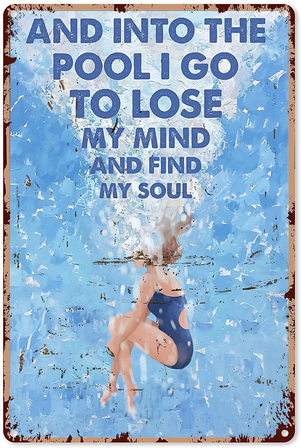 Funny Pool Signs for Outside I Know I Swim Like A Girl Try to Keep Up