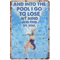Funny Pool Signs for Outside I Know I Swim Like A Girl Try to Keep Up Swimming Tin Sign Decoration Vintage Chic Metal Poster Wall Decor Art Gift for Party Bathroom Outdoor 12x8 inch