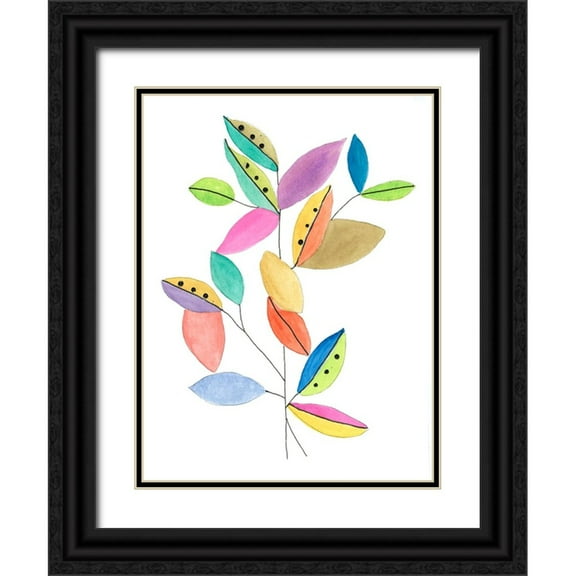 Legner, Gayle Martin 12x14 Black Ornate Wood Framed with Double Matting Museum Art Print Titled - Color Pop Leaves II
