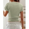 thumbnail image 6 of PRETTYGARDEN Summer Tops for Women Short Sleeve Lace Trim Slim Fitted Henley Tee Shirts Y2K Fashion Clothing, 6 of 7
