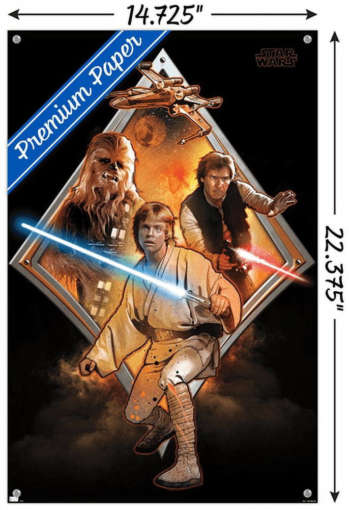 Star Wars: Original Trilogy - Heroes Badge Wall Poster with Pushpins, 14.725" x 22.375"
