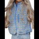 thumbnail image 2 of Chaleco de Cuadros para Mujer, Sin Mangas, de Forro , de Invierno, con Cuello Alto, Cremallera y Bolsillo en el Pecho. Azul L, 2 of 9