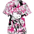 thumbnail image 1 of Uniforme d'Infirmière Kawaii, Hauts de Blouses Médicales pour Femmes, Imprimé Hello Kitty, Manches Courtes, Poches, 1 of 6
