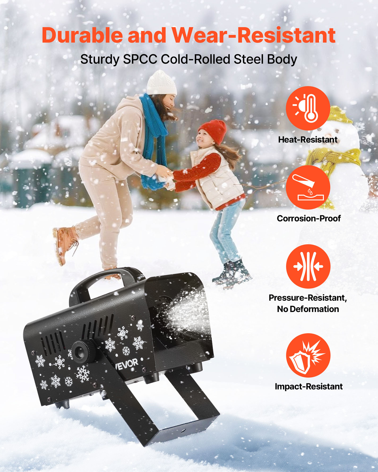 VEVOR Snow Machine, 800W Handheld/Hanging Snow Maker, Portable Wireless Remote Snowmaking machine with 1L Tank & Handle, Outdoor & Indoor Snowflake Maker for Christmas Party Stage Effect
