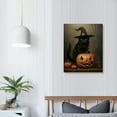 JRXY Vintage Halloween Canvas Wall Art Cute Black Cat Witchy Print ...