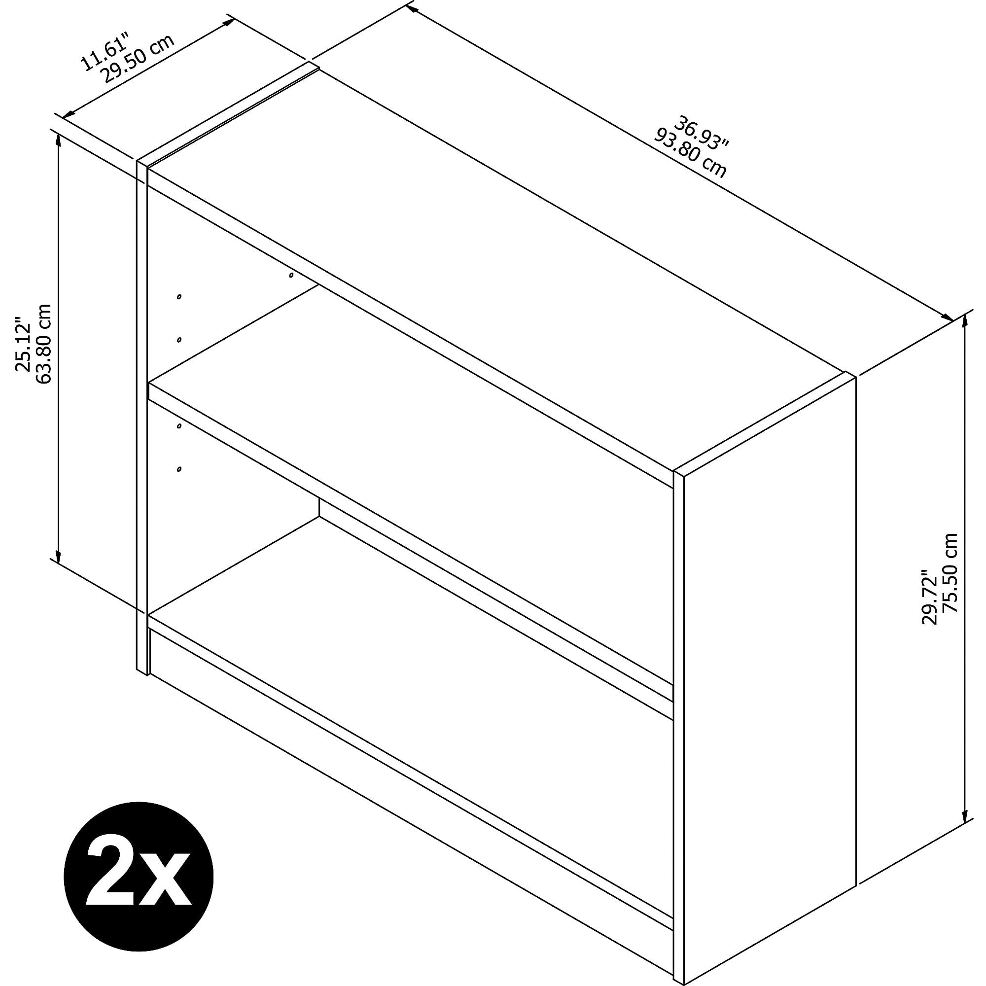 Bush Furniture Universal 2 Shelf Bookcase Set of 2