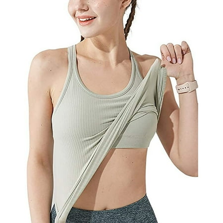 

Gotyou T Shirts For Women Women s Summer Sports Underwear Yoga Vest No Steel Ring Gathering Fitness Beautiful Back Bra Green M