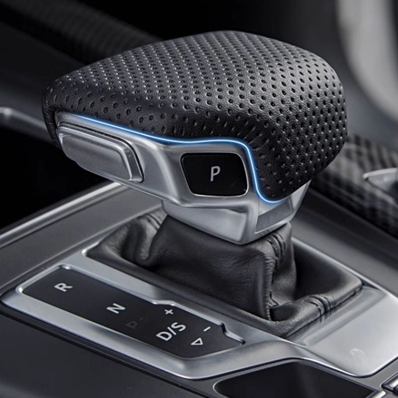 For Audi A4 B9 A5 Q7 Q5 16-19 Gear Shift Knob Cover Perforated Leather Handball Shifter Handle Lever Case