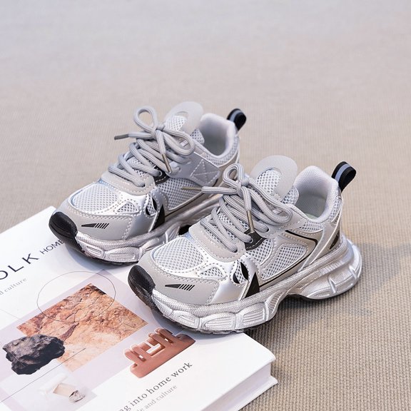 Willtoo Boys Girls Chunky Sneakers Platform Fashion Sneakers Non-Slip Breathable Kids Dad Shoes Comfortable Lace-up Wide Width Tennis Shoes