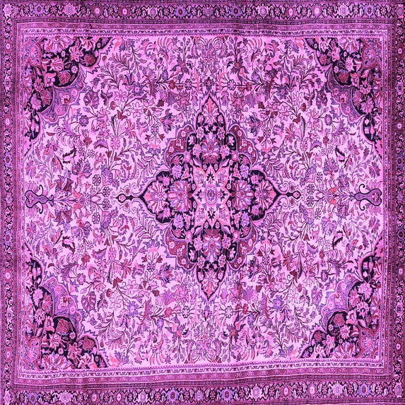 Ahgly Company Indoor Square Medallion Purple Traditional Area Rugs, 5' Square