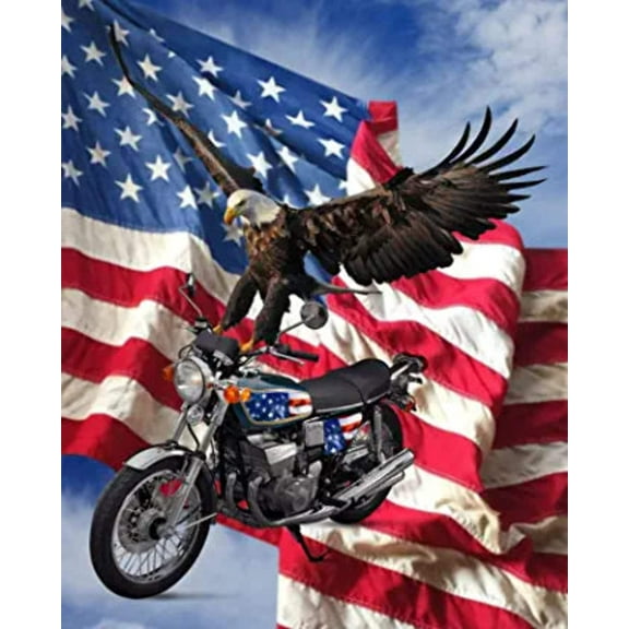 Biker Eagle 45" Wide Panel Fabric