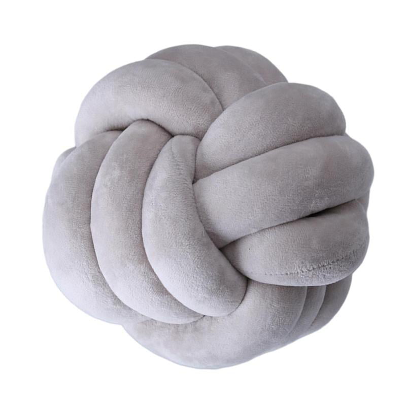 Breathable Modern Household Plush Knot Ball Pillow for Bed Ornament Dia 8.6" 
