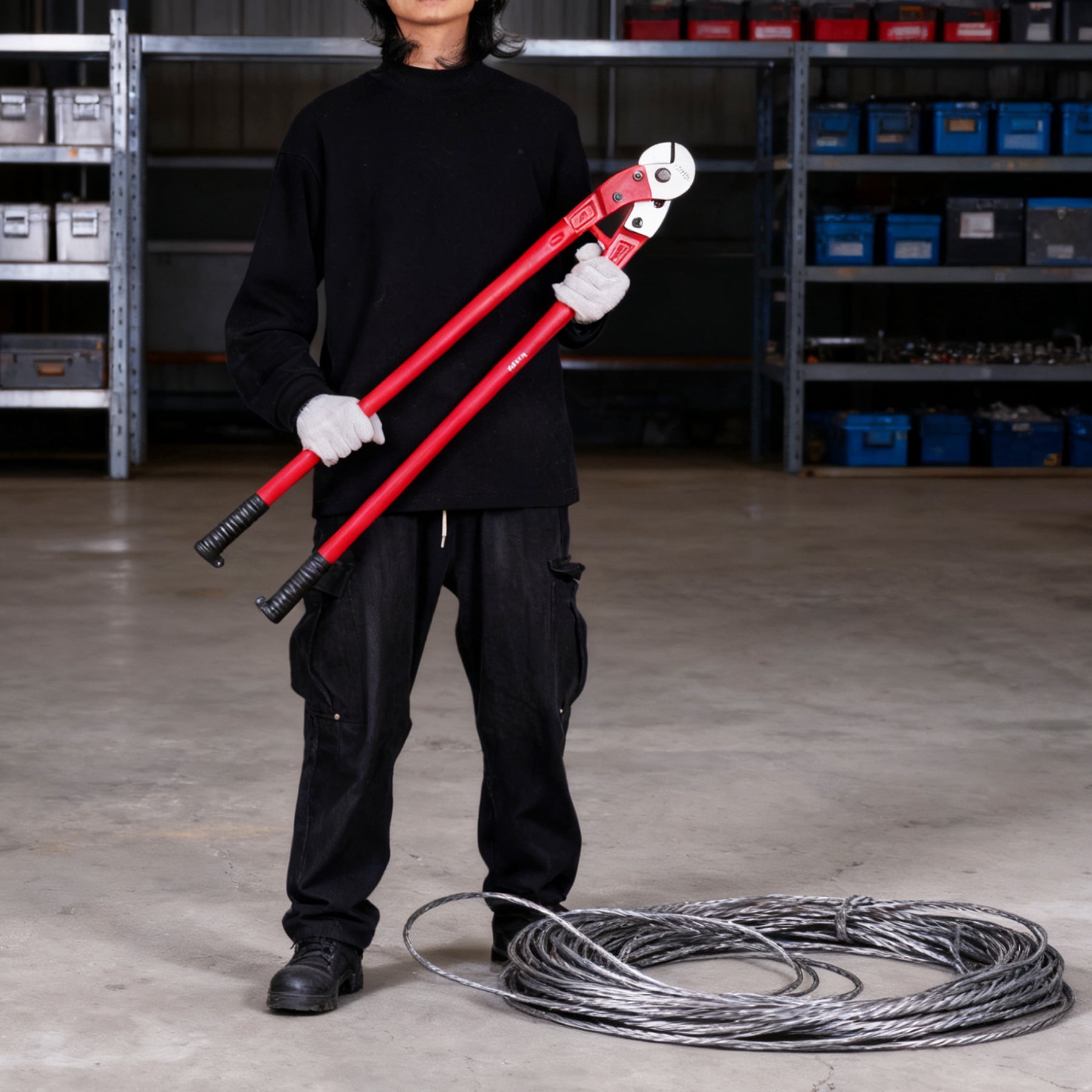 Wire Cutters 18 inch, Industrial-Grade Heavy Duty Wire Rope Cutter, Chrome Vanadium Steel, Hardness 65 HRC. for Stainless Steel Wire and Hard Wire Ropes, Red