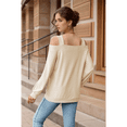 thumbnail image 2 of Blusa de Verano con Escote Cuadrado y Hombros Descubiertos para Mujer, Color Albaricoque S, 2 of 8