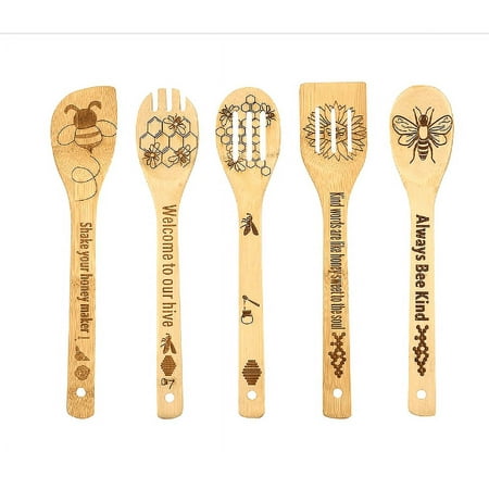 

YongANs Wooden Spoons Spatula Set themed Cooking Utensils Non Stick Carve Spoons Burned Cookware Kitchen Gadget Kit Housewarming Gift Chef Present Funny Kitchen Decor