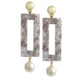 thumbnail image 1 of Boho Hollow Rectángulo Acrílico Pendientes de gota para mujer Fiesta de boda - gris Hugo aretes colgantes rectangulares, 1 of 7