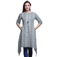 thumbnail image 1 of Bimba Kurti Asymétrique Bleu Ikat Shibori Imprimé pour Femmes Robe d'Été Indienne Tunique Petit, 1 of 6