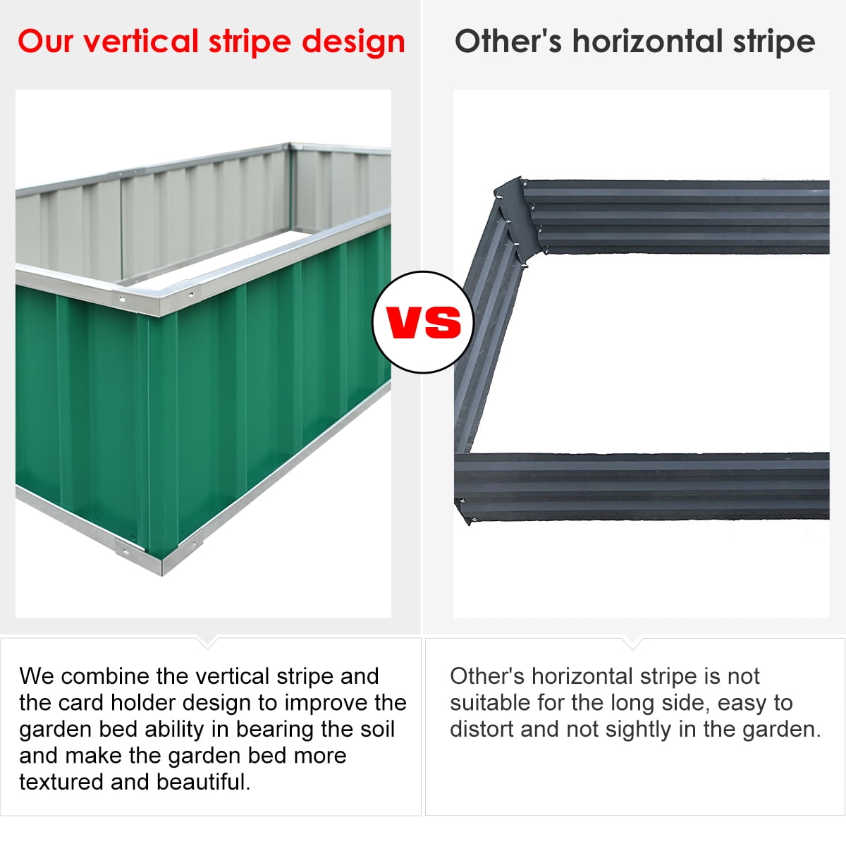 KING BIRD Raised Garden Bed 6x3x1ft Galvanized Steel Metal Outdoor Garden Planter Box Kit Green
