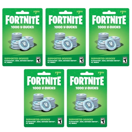 Fortnite 5,000 V-Bucks, (5 x $7.99 Cards) $39.95 Physical Cards, Gearbox
