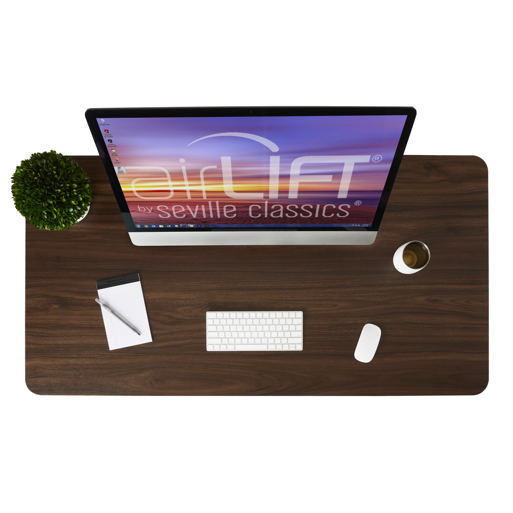 Seville Classics AIRLIFT S3 Electric Height-Adjustable Standing Desk with Ergo Table Top with Beveled Bottom Edges, 54" x 30"