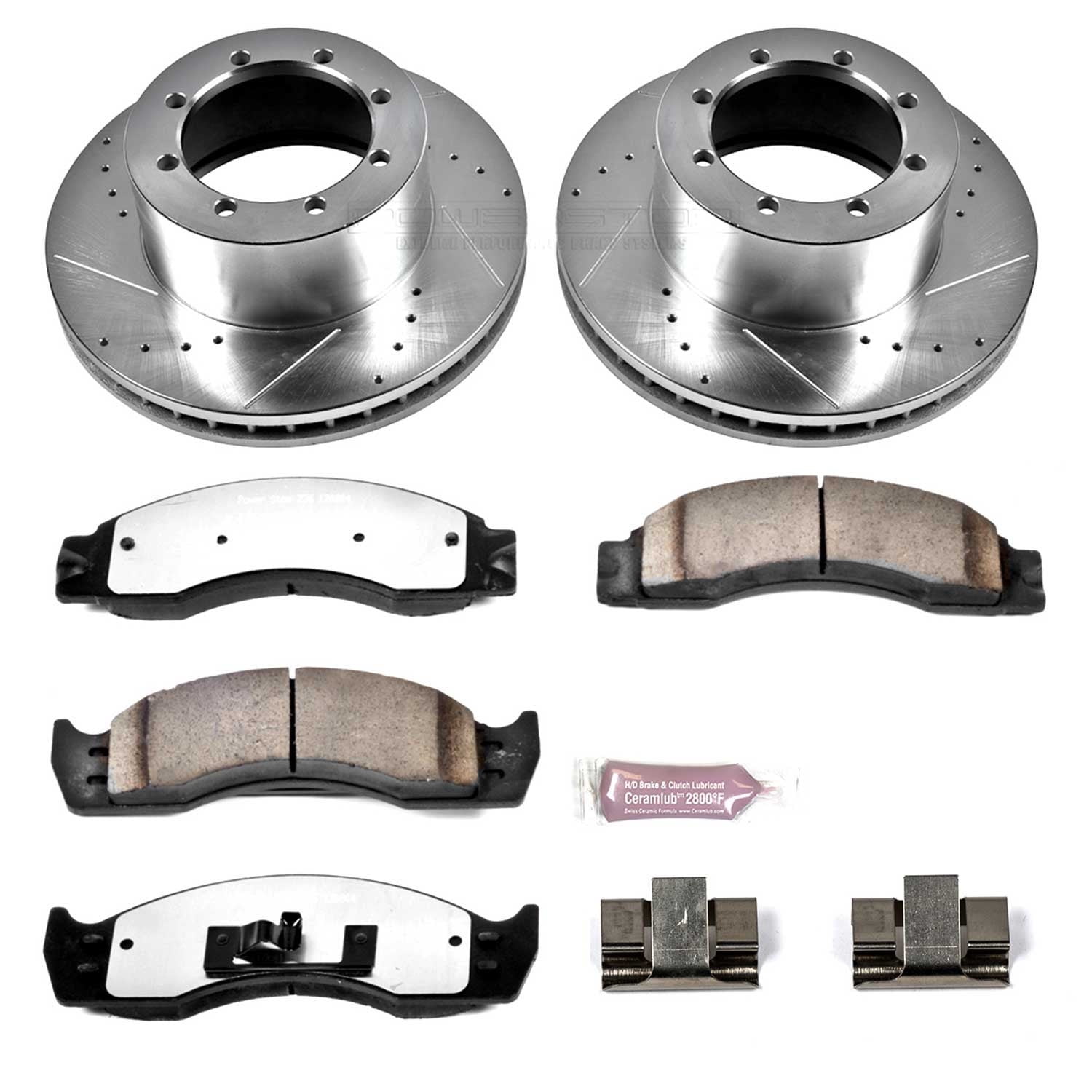 PowerStop Rear Z36 Truck & Tow Carbon-Fiber Ceramic Brake Pad and Drilled and Slotted Rotor Kit Fits: FORD Select Models K4912-36