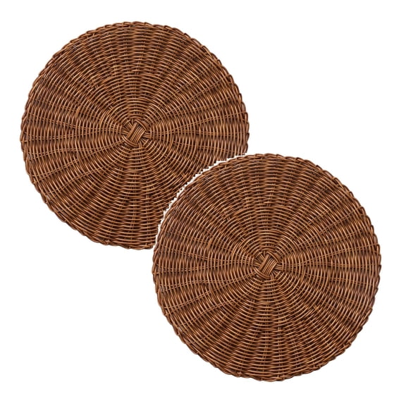 15” Woven Placemats,Round Rattan Placemats, Natural Wicker Chargers for Dinner Plates, Large Handmade Woven Placemats Heat Resistant Non-Slip,Elegant and Practical Addition to Dining Table(Brown)
