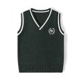 thumbnail image 3 of Husipze Kids Preppy Sweater Vest Sleeveless Solf Cozy Stretchy Knit Pullover Classic Layering V-neck Warm Top for Fall Winter Green 13-14 Years, 3 of 7
