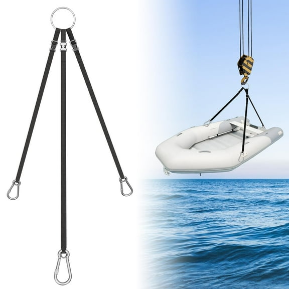 3 Leg Inflatable Dinghy Boat Lift Slings, with Stainless Steel Hardware & Nylon Webbing， Locking Spring Clips