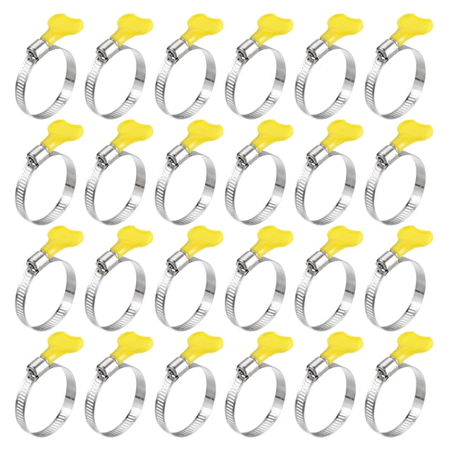 Unique Bargains Collier de Tuyau à Engrenage Ver, 24 Pcs Collier de Tuyau en Acier Inoxydable Réglable de Type Clé 1 1/4 Pieds-1 3/4 Pieds pour Fixer le Tuyau