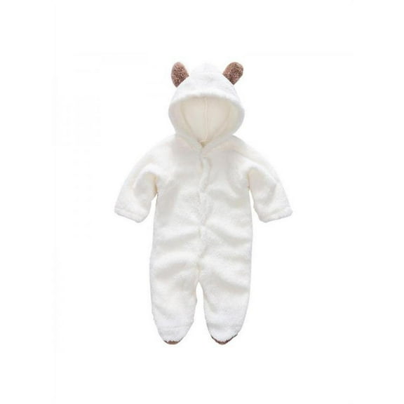 Infant Baby Girl Boy Fall Winter Outfits Bear Ears Hooded Romper Jumpsuit Bodysuit Warm Fleece Clothes Toddle lothing Fleece Clothing 0-12 M