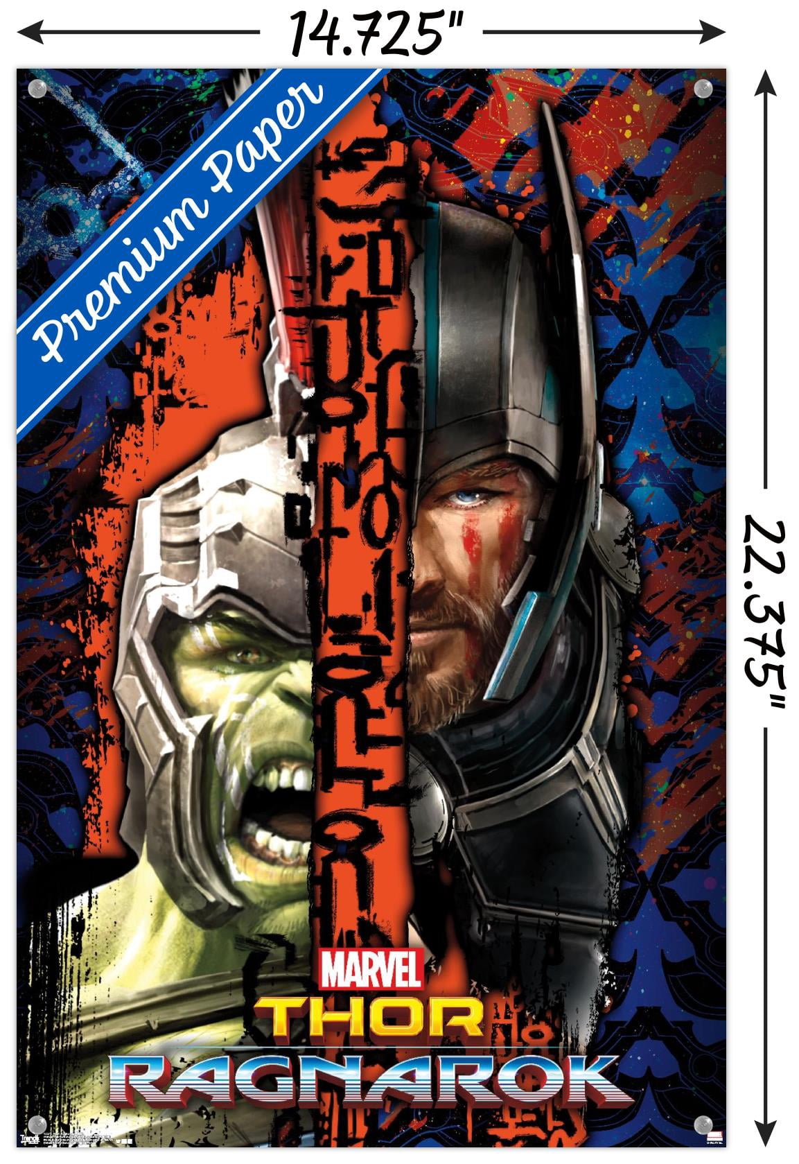 Marvel Cinematic Universe - Thor: Ragnarok - Split Wall Poster with Push Pins, 14.725" x 22.375"
