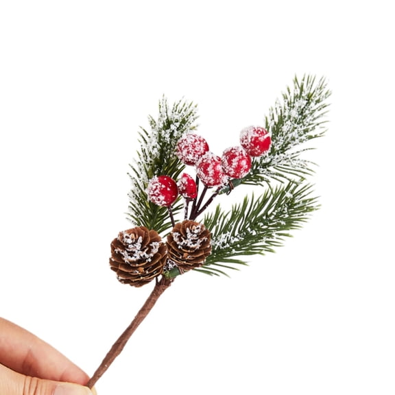 YuanGuangQ Christmas Artificial Picks, Frosted Sprigs with Berries and Pinecones, Decorative Stems for Wreath Vase Tree Fireplace Mantle Table Centerpiece Holiday Arrangement