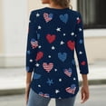 thumbnail image 6 of Women's 250th Anniversary USA Shirt Patriotic American Flag Print V-Neck Button 3/4 Sleeve T-Shirt, 6 of 6