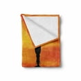 thumbnail image 2 of African Soft Flannel Fleece Throw Blanket, Rural Countryside Landscape Mother and Child at Sunset Tree Print, Cozy Plush for Indoor and Outdoor Use, 60" x 80", Scarlet Yellow and Black, by Ambesonne, 2 of 6