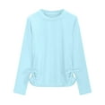 thumbnail image 5 of TTUHYWXI Girls Long Sleeve Shirts Ruched Knot Side Tunic Blouse Tee Tops (Light Blue, 9-10 Years), 5 of 5