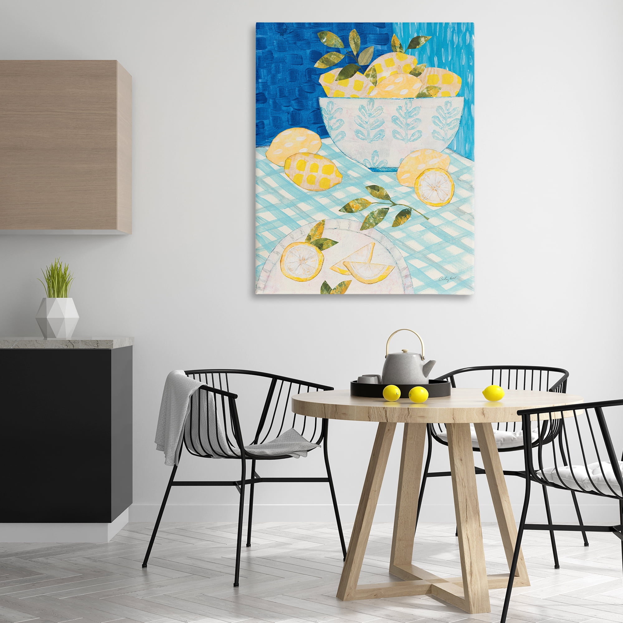 Stupell Industries Patterned Lemons Tablescape Food & Beverage Painting Wrapped Canvas Art Print Wall Art, 36 x 48
