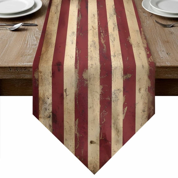 Retro American Flag Table Runner Linen Burlap Table Runner 72 Inches Long Vintage Shabby US Flag Dresser Scarves for Kitchen Island Coffee Dining Room Party Wedding Banquet Holiday Decoration 16"x72"