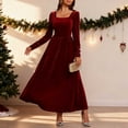 thumbnail image 4 of Womens Christmas Dress Velour Long Sleeve Dresses Women Red Dress A-line Dress Party Dresses Fall Women's Dresses, 4 of 4